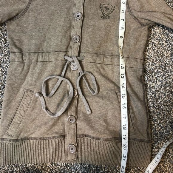 ABERCROMBIE AND FITCH AUNTHENTIV VINTAGE TAN HOODED BUTTON FRONT COTTON JACKET - Picture 5 of 8